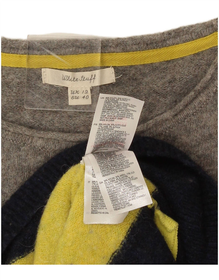 Maglione maglione con scollo a barca da donna White Stuff UK 12 medio multicolore