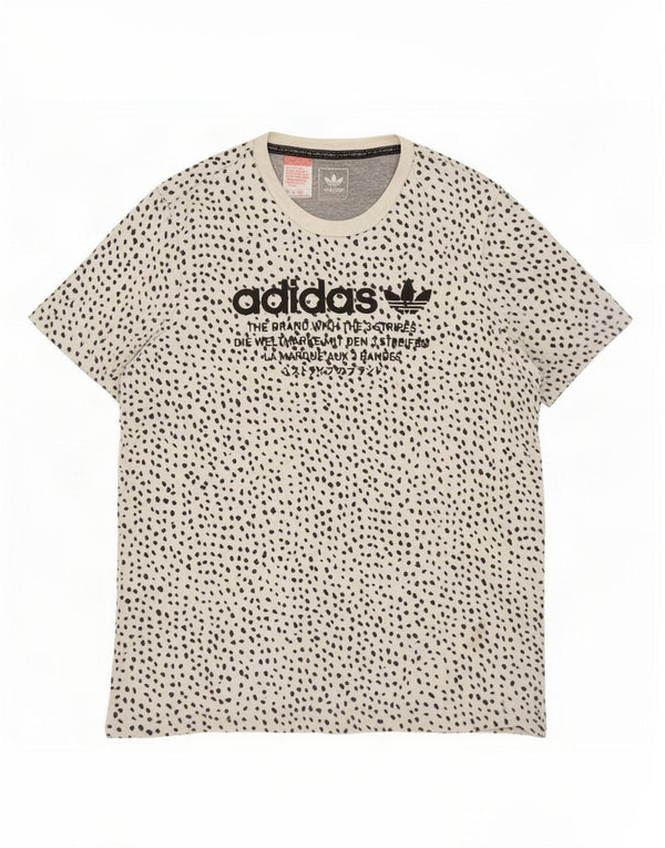 T-shirt grafica da donna Adidas Top UK 14 cotone con stampa animalier bianca media