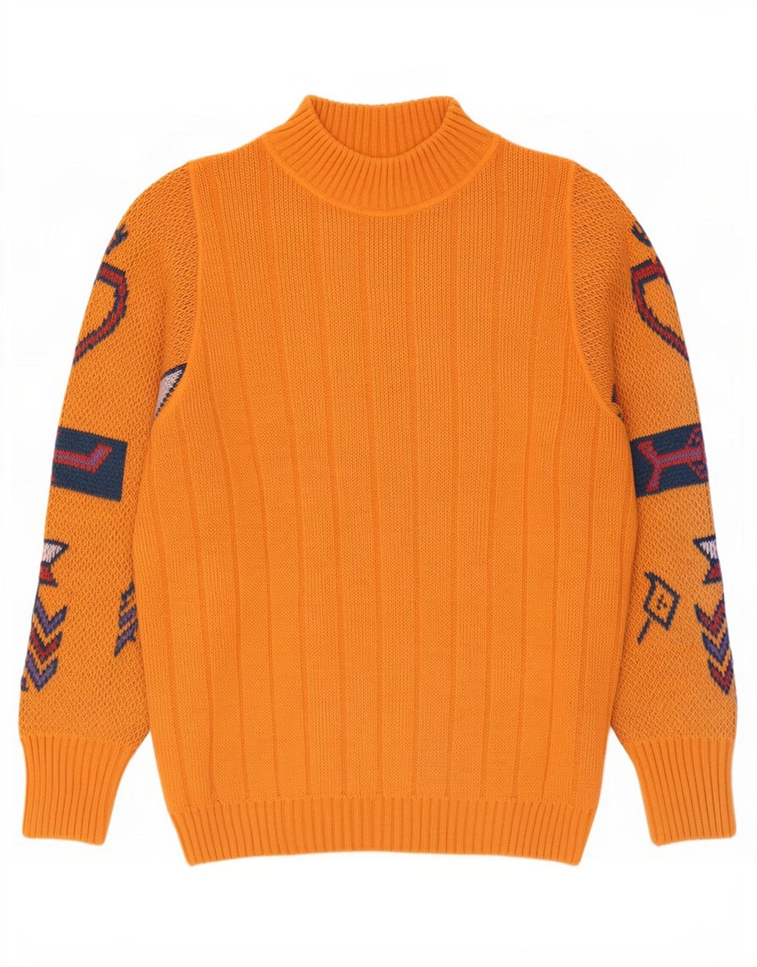 REDS Maglione da uomo con collo alto con grafica, lana geometrica arancione medio