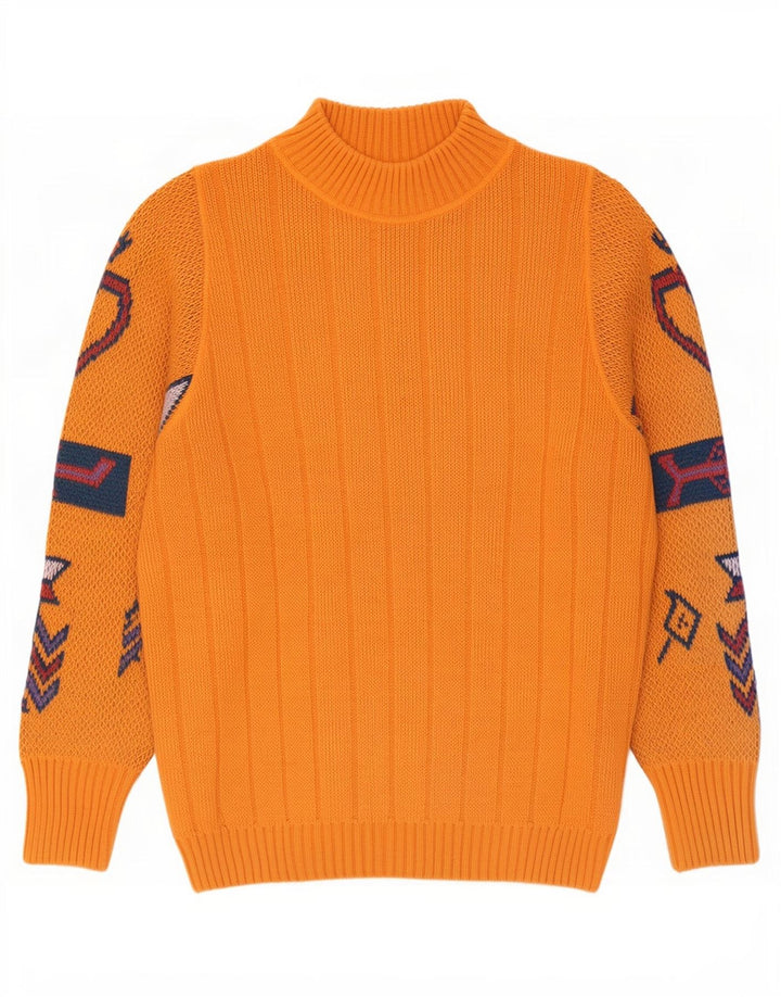 REDS Maglione da uomo con collo alto con grafica, lana geometrica arancione medio
