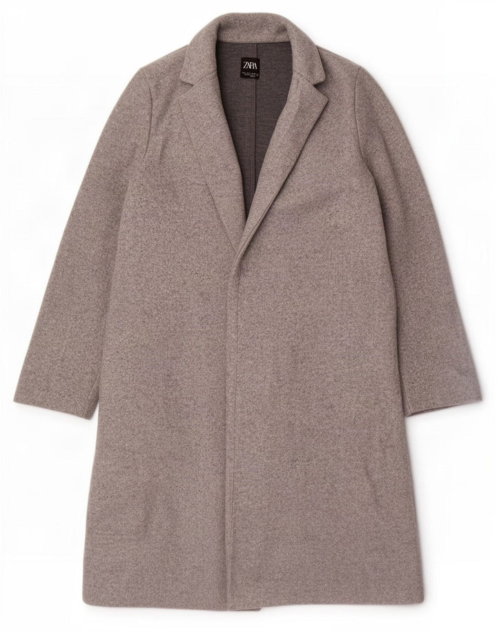 Soprabito aperto da donna Zara UK 16 grande poliestere grigio