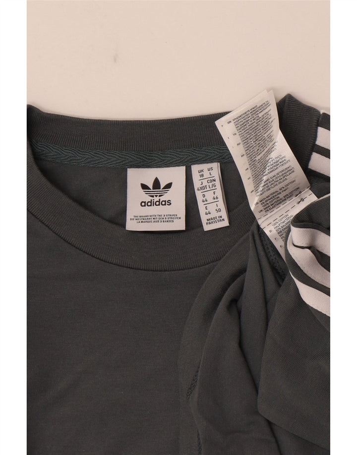 Maglia manica lunga da donna Adidas UK 18 XL cotone grigio