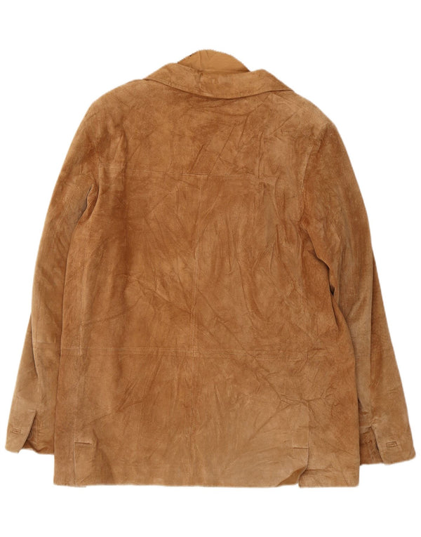 Giacca blazer da donna in pelle scamosciata a 4 bottoni Free Heron Conbipel IT 46 Large Beige