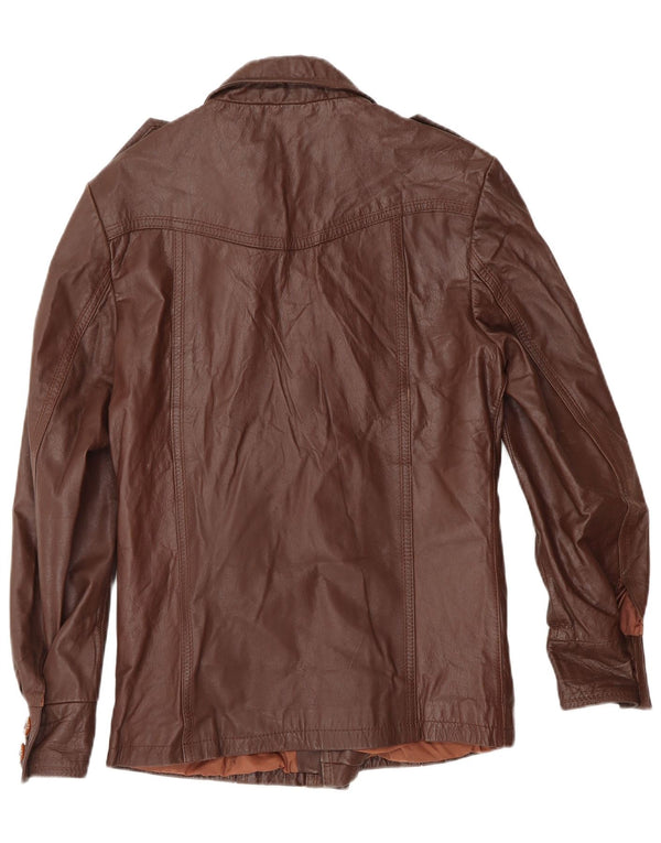 Giacca in pelle militare da uomo tartan IT 48 Pelle marrone medio