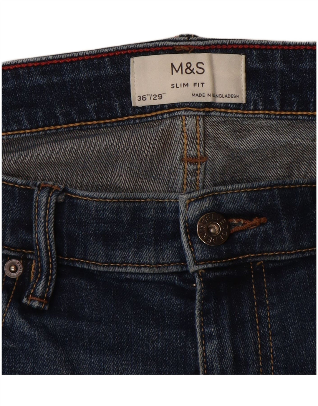 Jeans slim da uomo Marks & Spencer W36 L29 cotone blu
