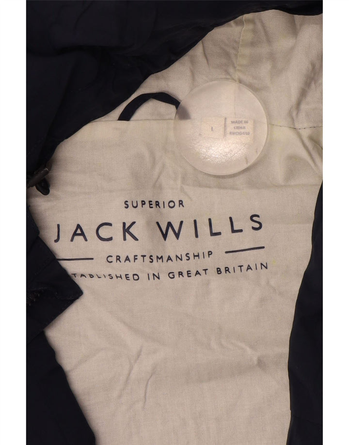 Giacca antipioggia con cappuccio da uomo Jack Wills UK 40 grande cotone blu navy