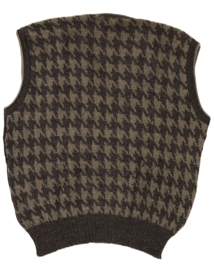 Canotta vintage da uomo, canotta grande, pied de poule grigio
