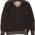 GUESS Mens V-Neck Jumper Sweater Medium Grey Flecked Viscose Vintage Guess and Second-Hand Guess from Messina Hembry 