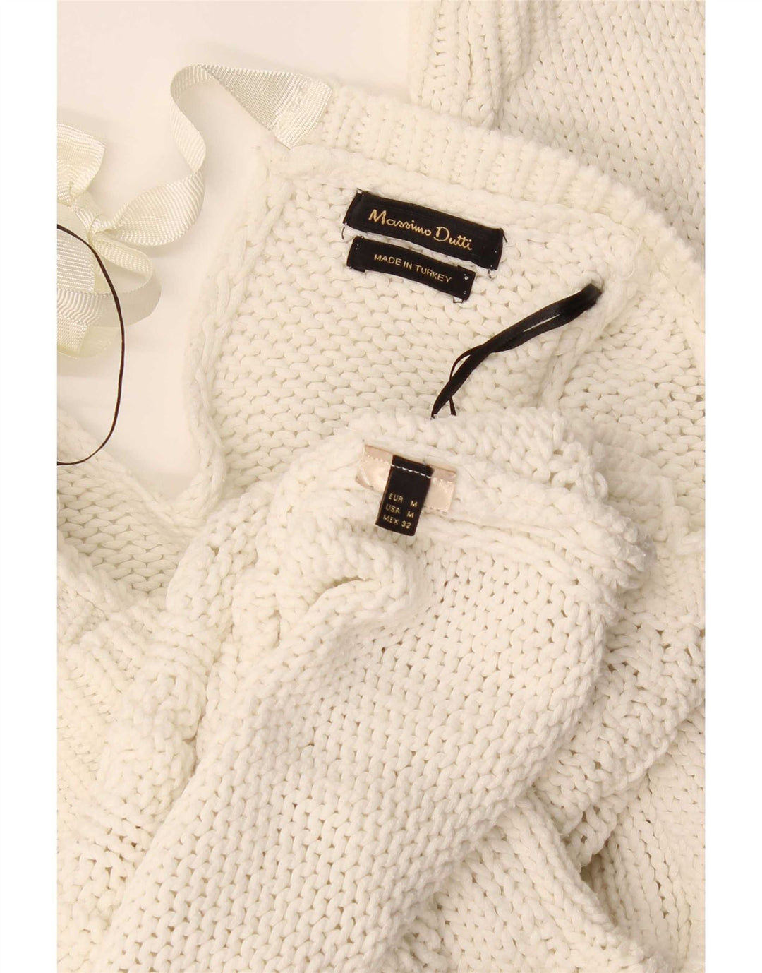 Massimo Dutti Maglione da donna con scollo a barchetta UK 14 Medio Bianco