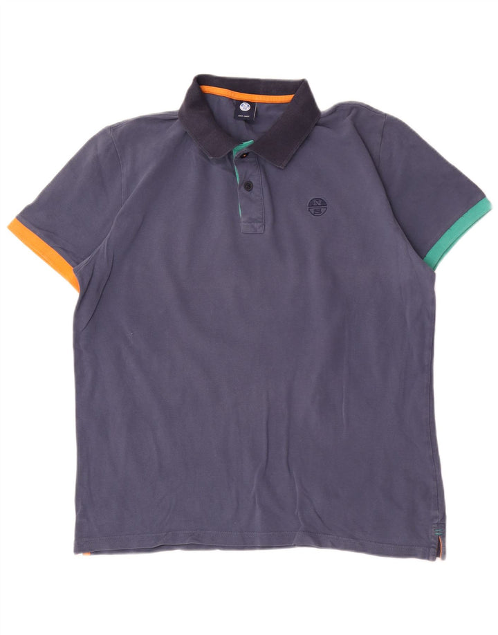 Polo da uomo North Sails in cotone color block medio blu navy