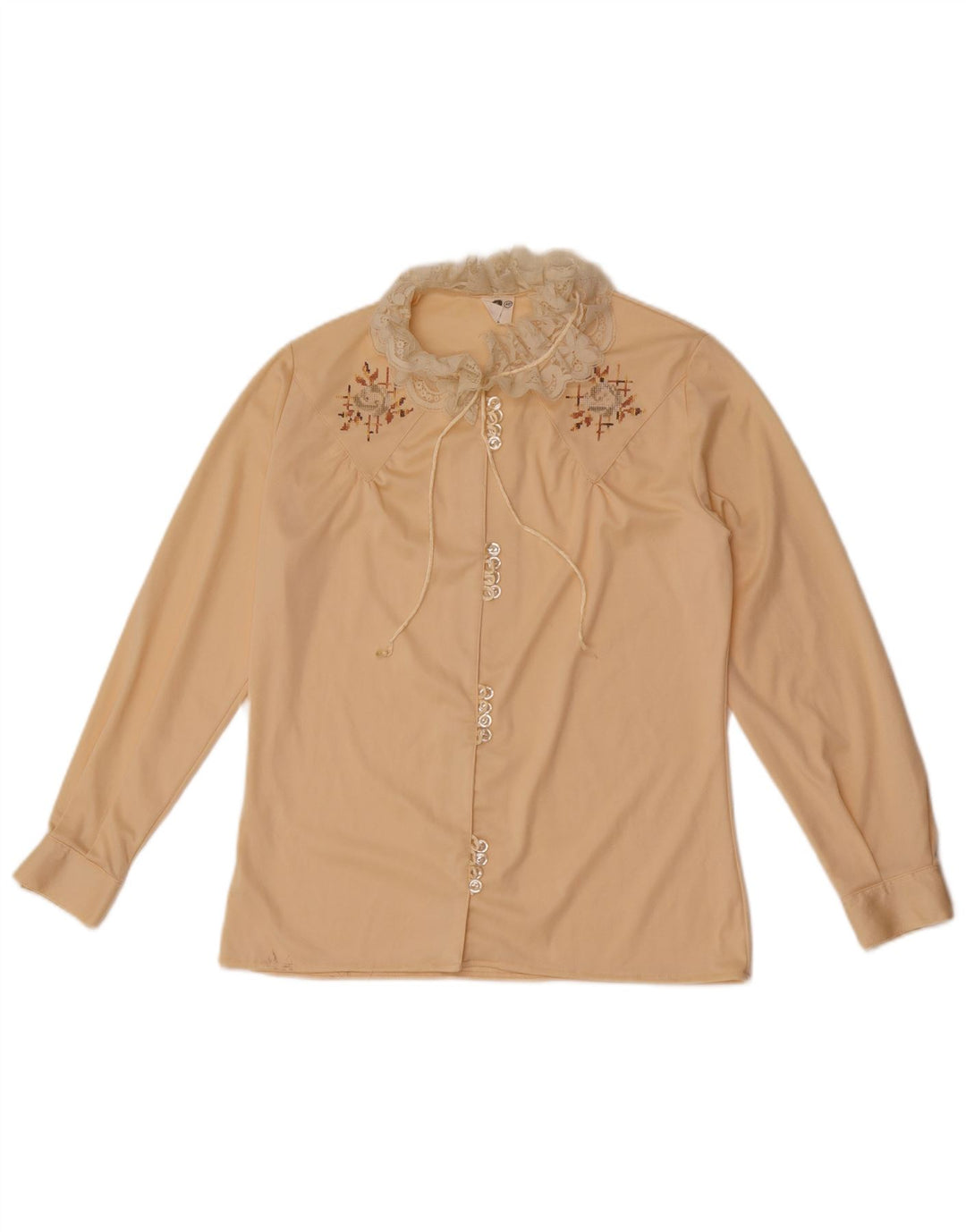 Camicetta camicia vintage da donna IT 46 grande floreale beige