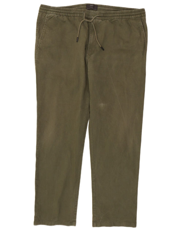 Pantaloni chino dritti da uomo Marks & Spencer taglia 42 W42 L31 cotone kaki