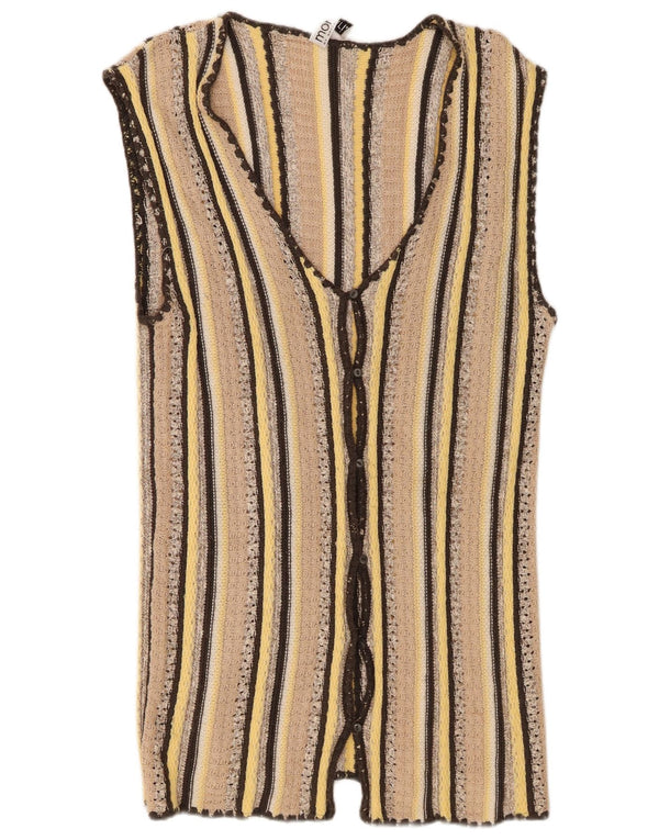 Maglione cardigan lungo da donna Monari UK 14 Large Beige Striped