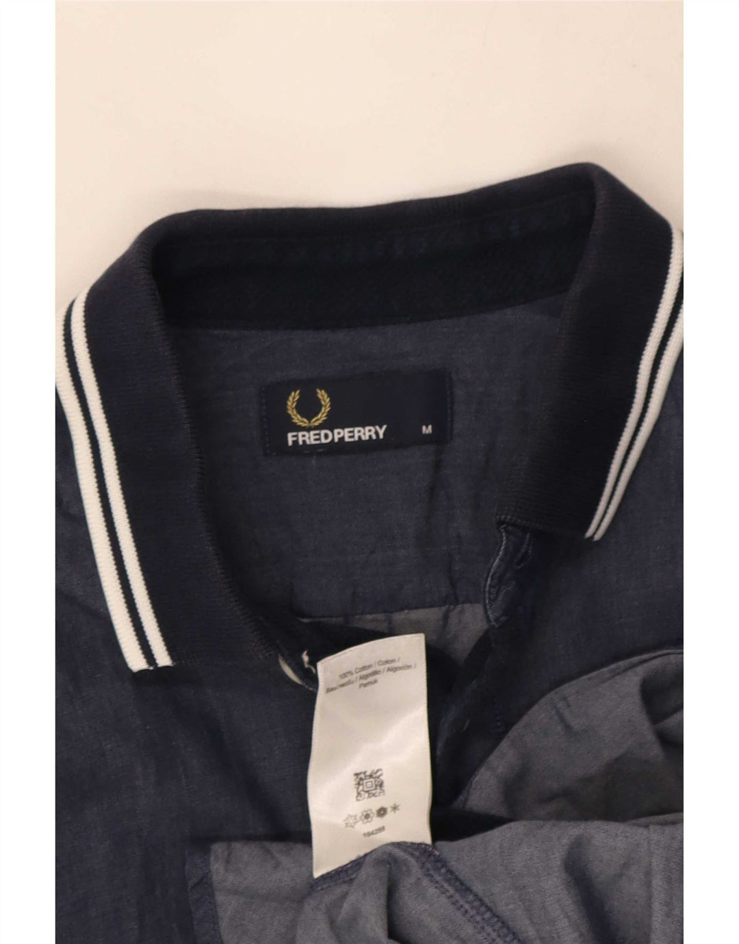 Camicia a maniche corte da uomo Fred Perry in cotone a righe blu navy medio