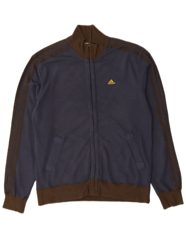 ADIDAS Mens Graphic Tracksuit Top Jacket Large Navy Blue Colourblock