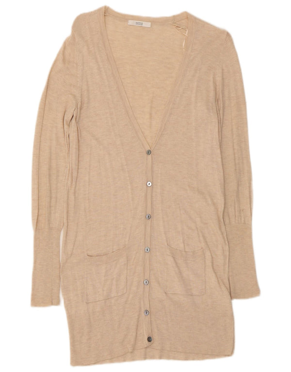 Maglione cardigan lungo da donna Marks & Spencer UK 12 Beige medio screziato