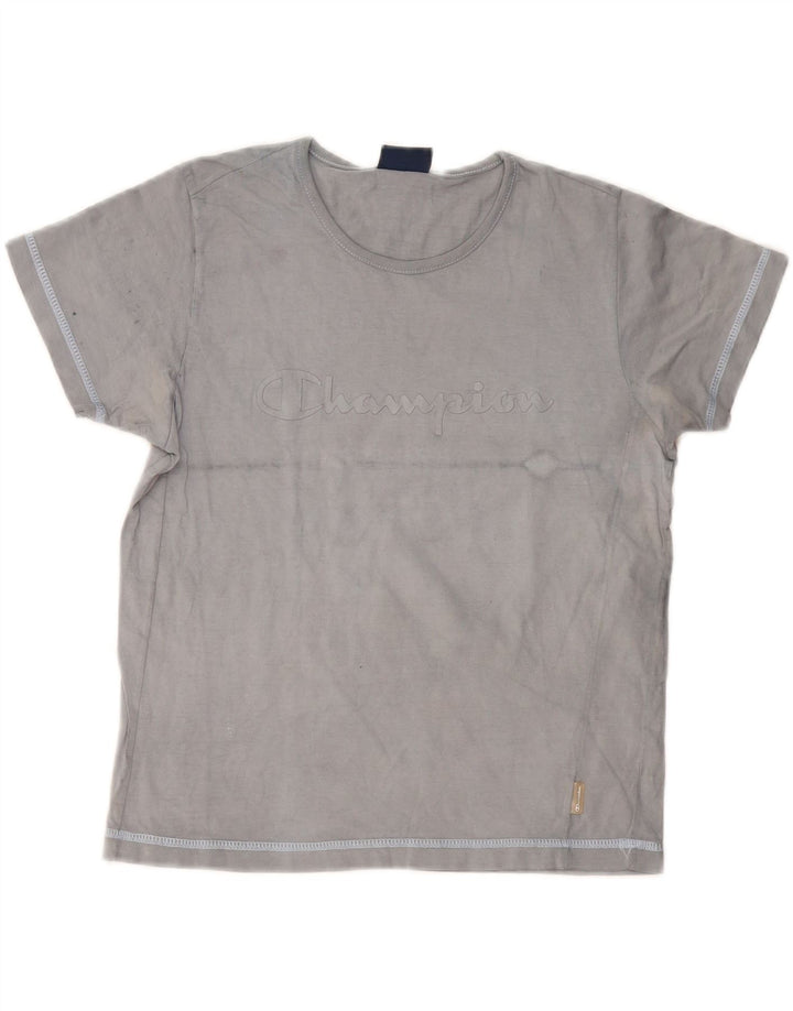 T-shirt grafica da donna CHAMPION Top UK 10 piccola in cotone blu navy