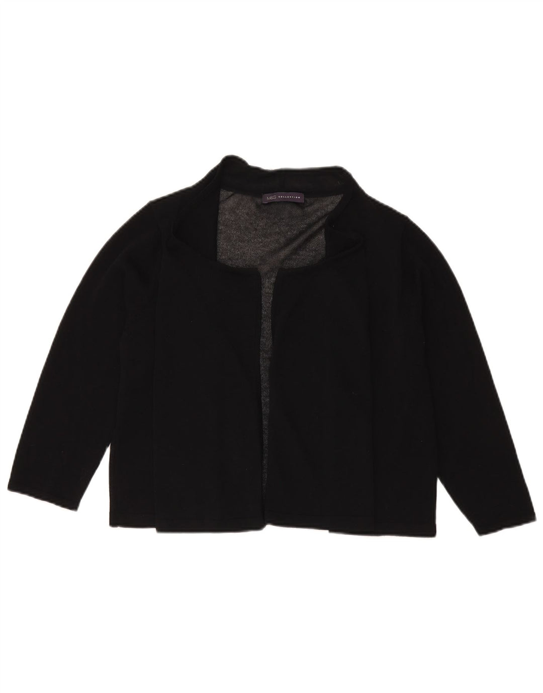 Maglione cardigan aperto corto da donna Marks & Spencer UK 16 grande viscosa nera