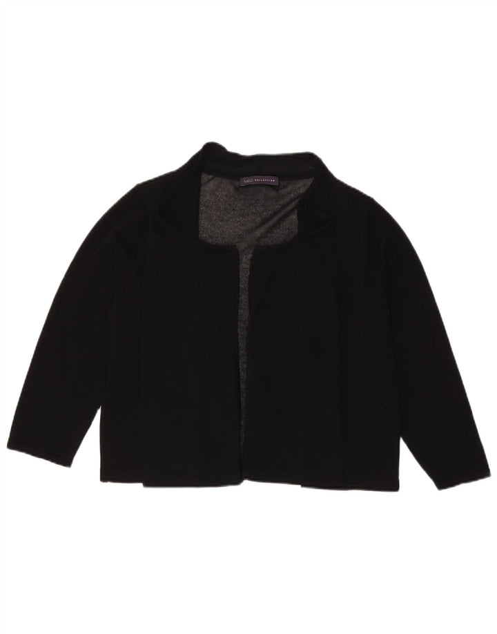 Maglione cardigan aperto corto da donna Marks & Spencer UK 16 grande viscosa nera