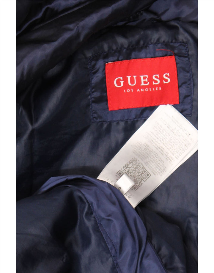Guess Cappotto imbottito oversize con cappuccio da donna UK 10 Small Blu navy in poliammide