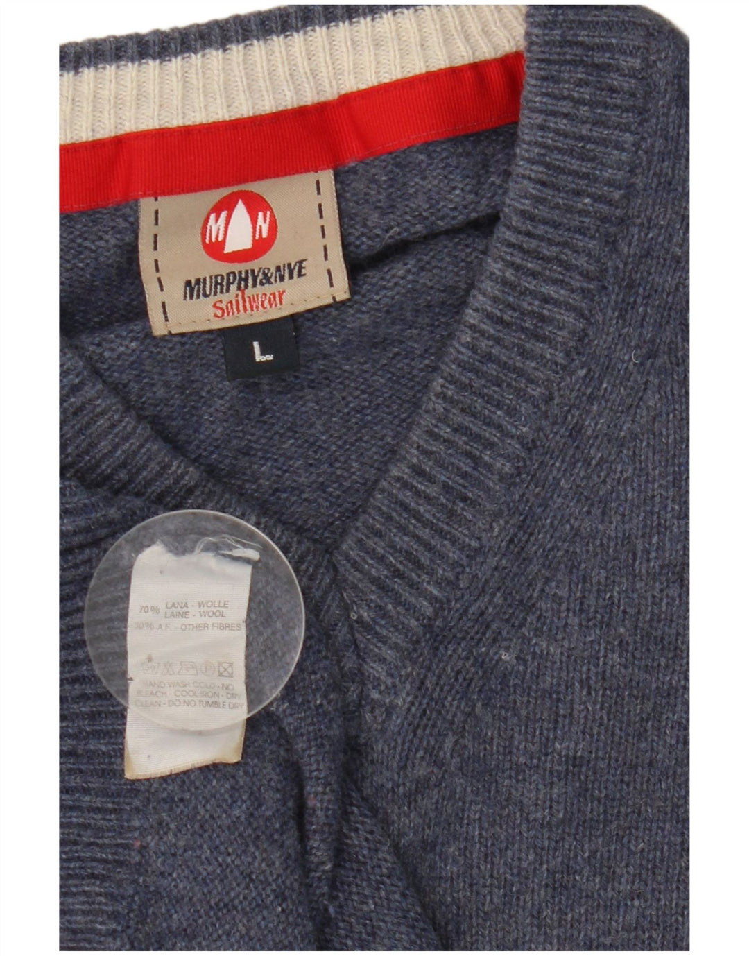 Murphy & Nye Maglione da uomo con scollo a V, grande lana blu