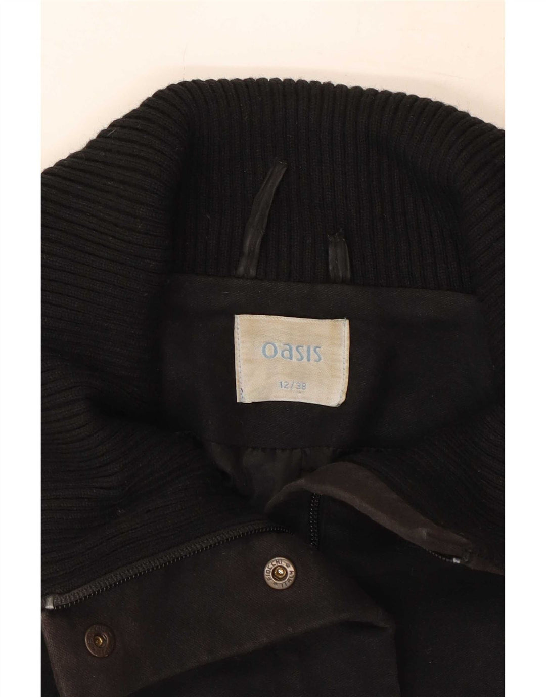 Cappotto giacca a vento da donna Oasis UK 12 cotone nero medio