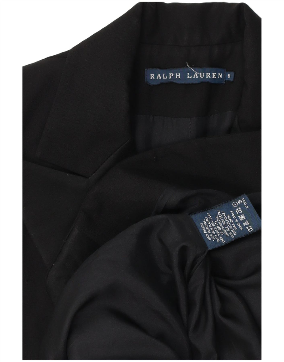 Giacca blazer da donna a 1 bottone Ralph Lauren US 8 lana nera media