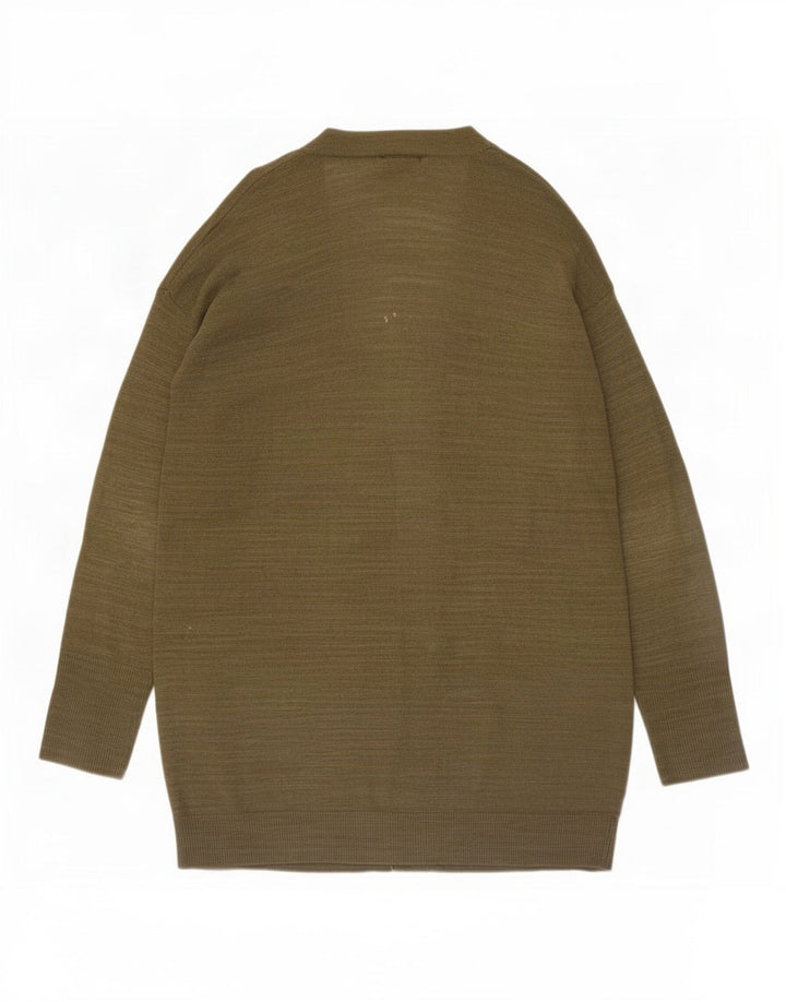 Massimo Dutti Maglione cardigan aperto lungo da donna UK 14 Medio Cachi