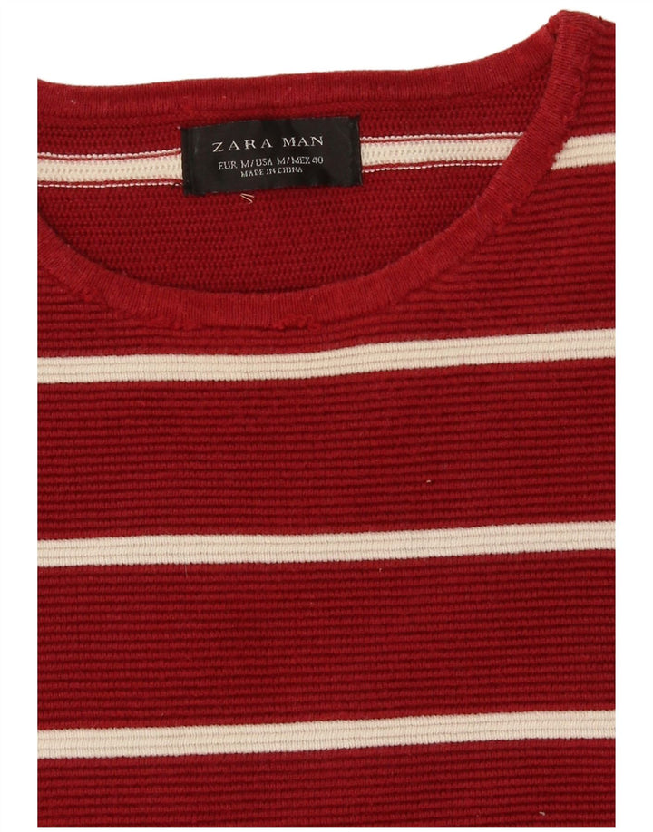 Maglione maglione girocollo da uomo Zara a righe rosse medie