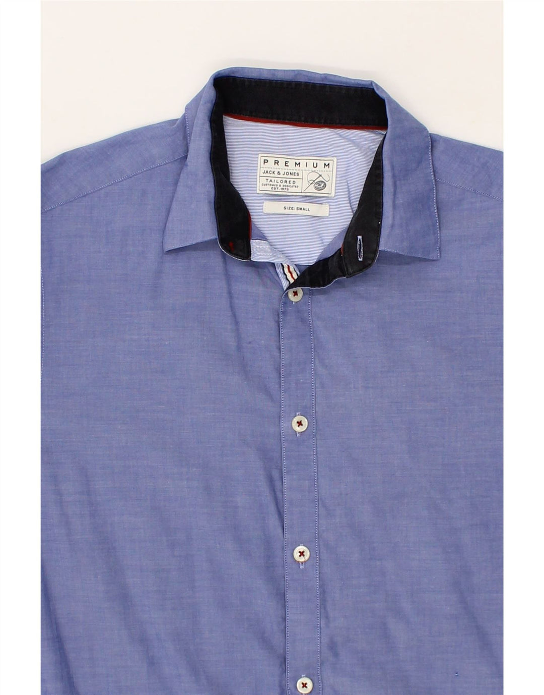 JACK & JONES Mens Tailored Fit Shirt Small Blue Cotton Vintage Jack & Jones and Second-Hand Jack & Jones from Messina Hembry 