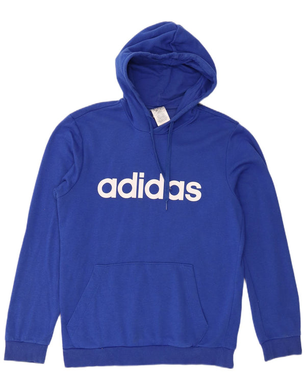 Felpa con cappuccio grafica da uomo Adidas in cotone blu medio