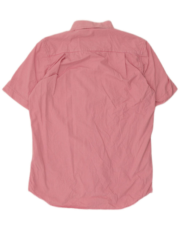 Camicia a maniche corte da uomo Superdry in cotone a quadri rosa grande