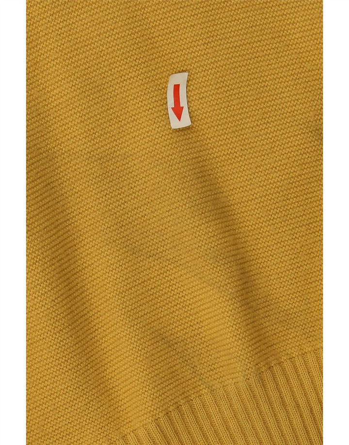 Maglione vintage da uomo con scollo a V IT 52 grande poliestere giallo