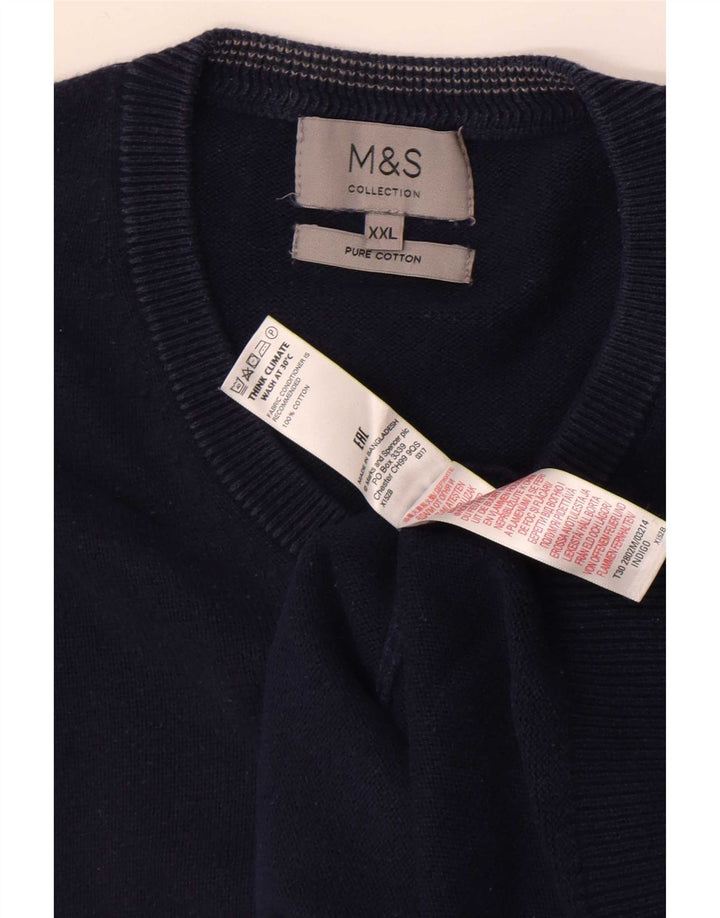 Maglione maglione con scollo a V da uomo Marks & Spencer 2XL cotone blu navy