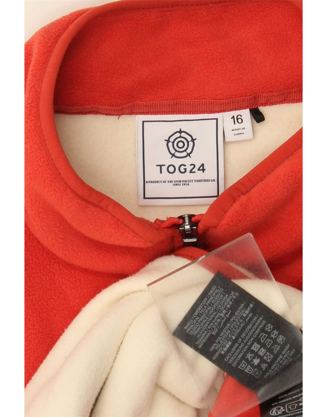 Tog 24 Gilet oversize in pile da donna UK 16 Large Rosso Colourblock Poliestere