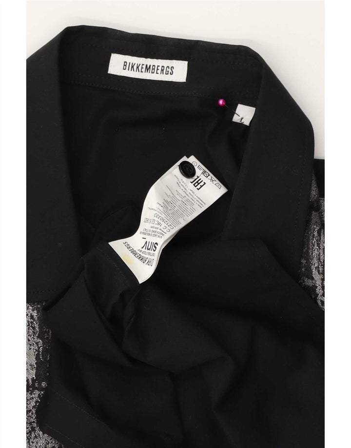 Camicia da uomo con motivo astratto Bikkembergs grande in cotone nero