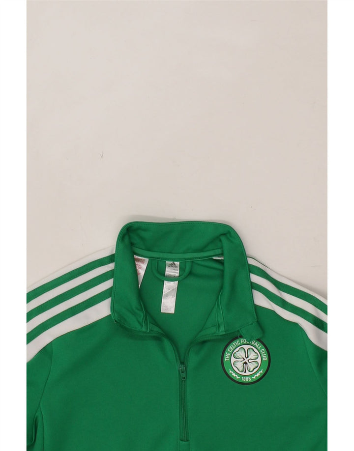 ADIDAS Boys Aeroready Zip Neck Pullover Tracksuit Top 11-12 Years Green Vintage Adidas and Second-Hand Adidas from Messina Hembry 