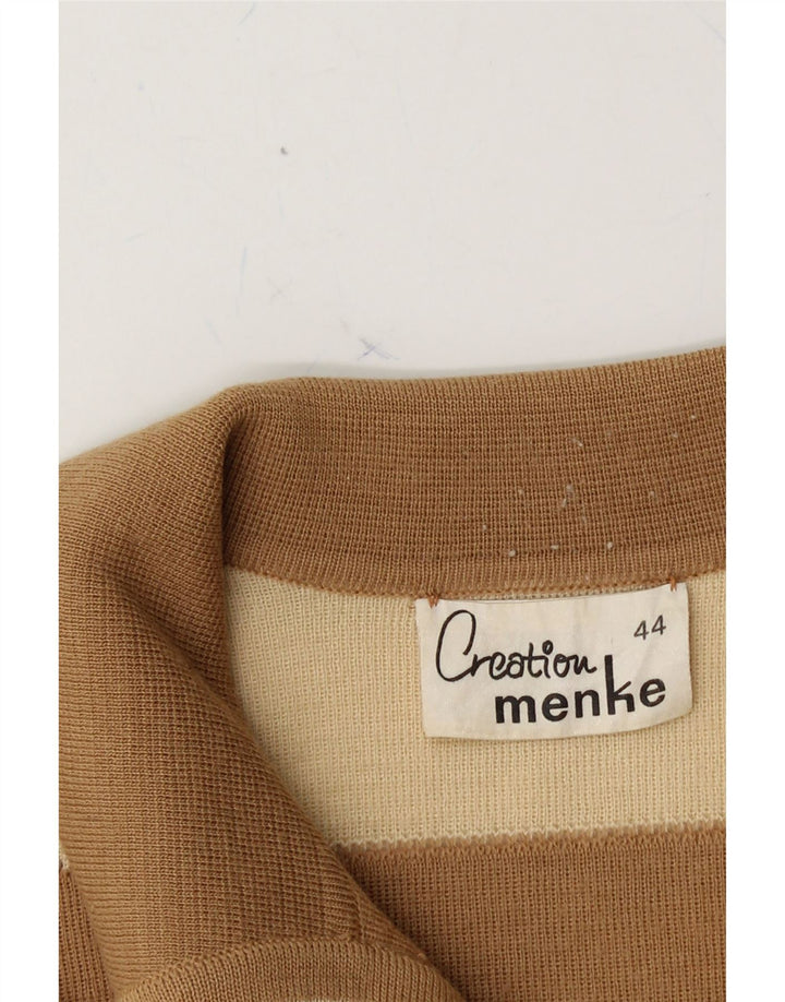 CREATION Womens Polo Shirt IT 44 Medium Brown Striped Polyester Vintage Creation and Second-Hand Creation from Messina Hembry 