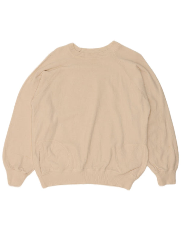 Vintage Womens Boat Neck Jumper Sweater UK 18 XL White Cotton