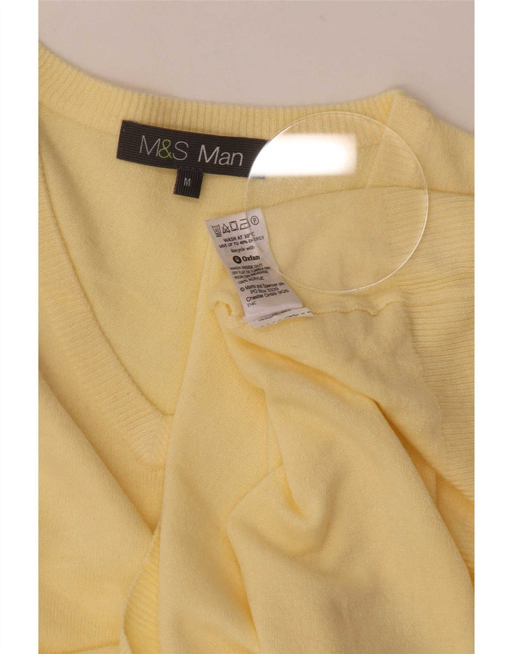 Marks & Spencer Maglione da uomo con scollo a V, acrilico giallo medio