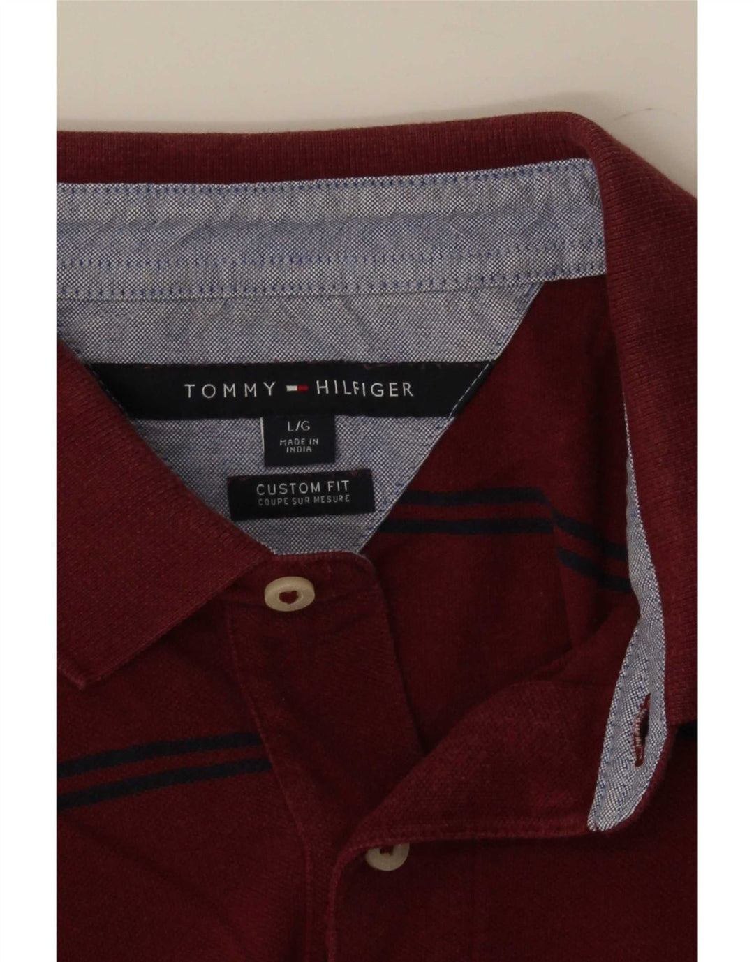 Polo da uomo su misura Tommy Hilfiger, vestibilità larga, a righe rosse