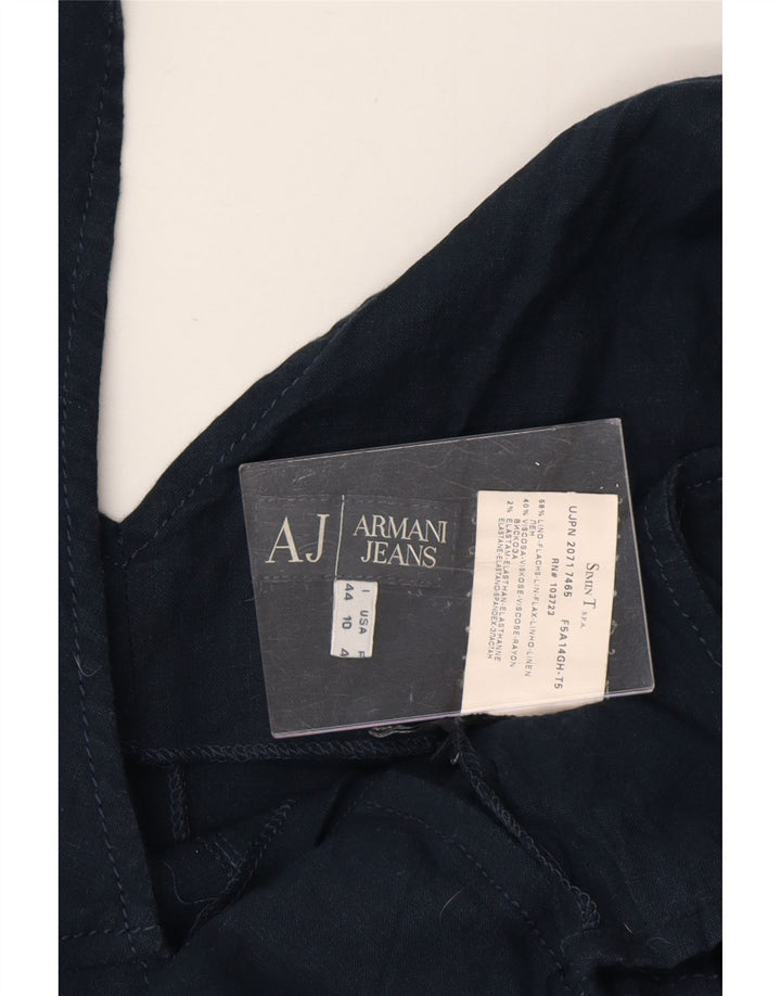 ARMANI JEANS Abito Tubino Smanicato Donna IT 44 Lino Medio Blu Navy