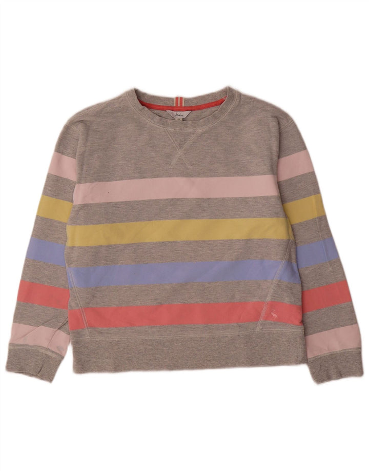 Joules Felpa oversize da donna Maglione UK 8 Piccolo Cotone a righe grigie