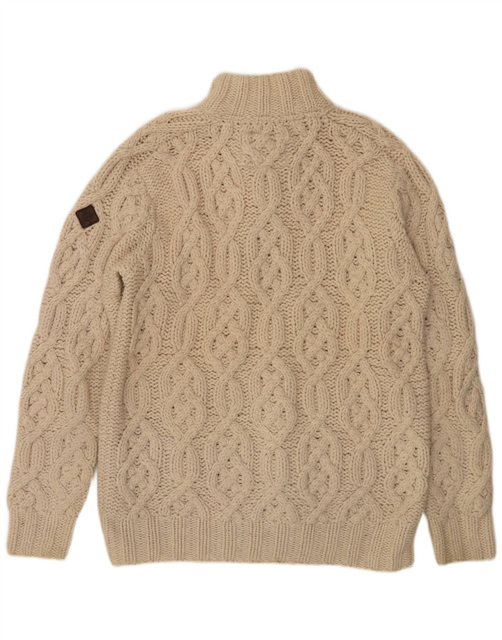 Timberland Maglione da uomo con collo a bottoni, grande, in lana bianca