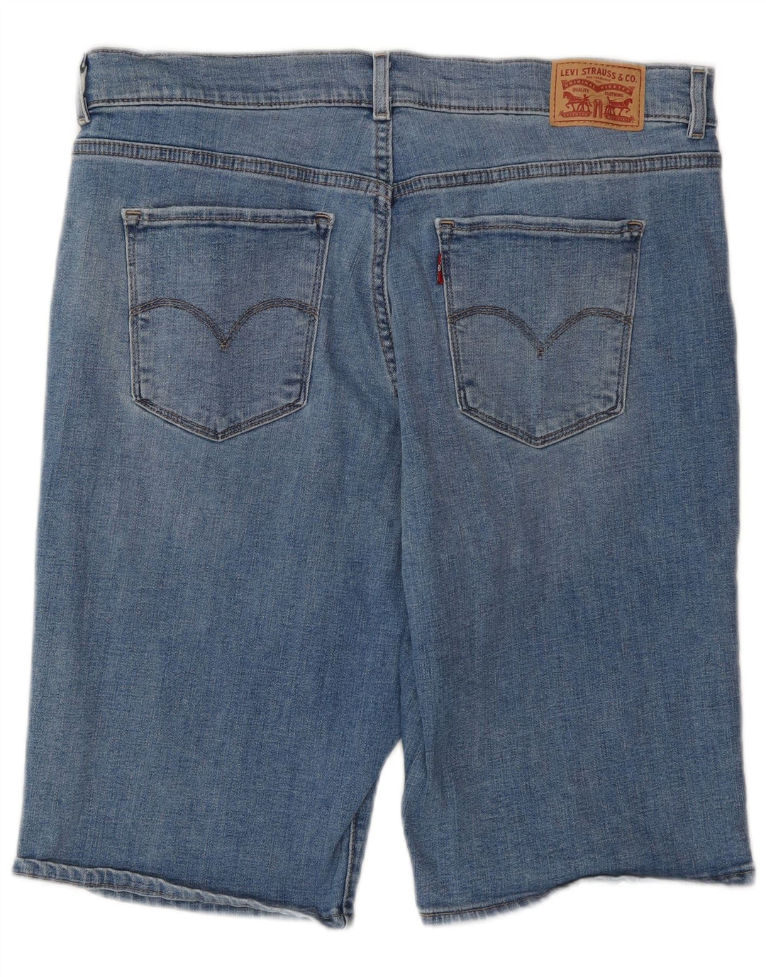 LEVI'S Pantaloncini bermuda in denim effetto invecchiato da donna W32 grande cotone blu