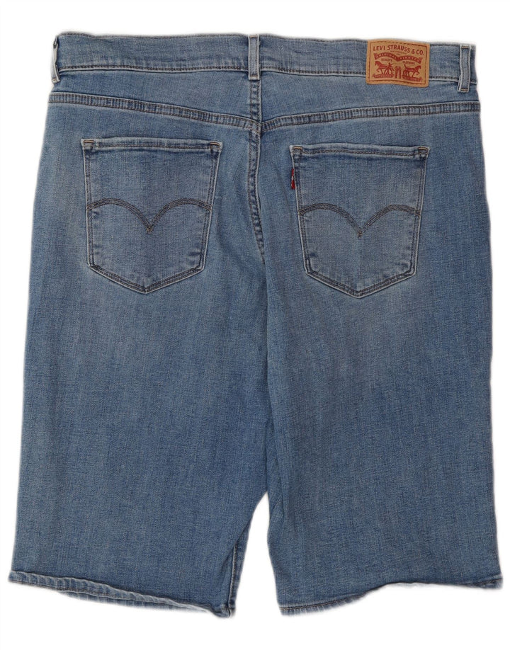 LEVI'S Pantaloncini bermuda in denim effetto invecchiato da donna W32 grande cotone blu