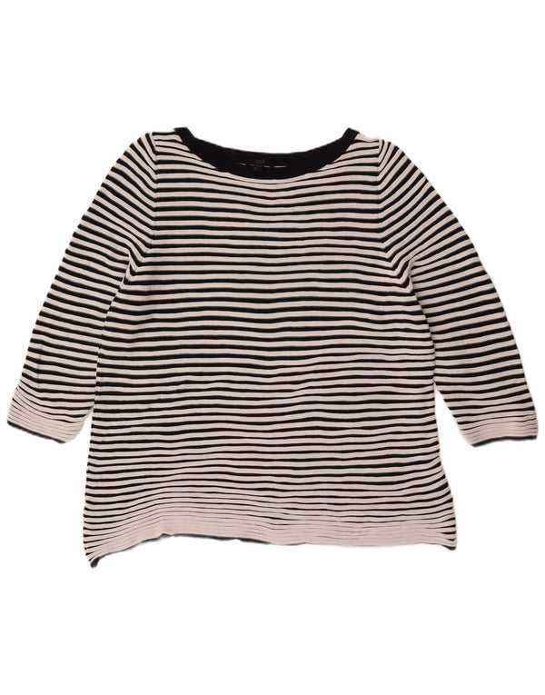 Cos Top da donna manica 3/4 UK 16 grande cotone a righe bianche