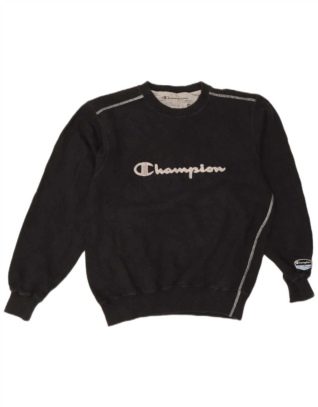 CHAMPION Felpa con grafica oversize da donna UK 10 Small Nera