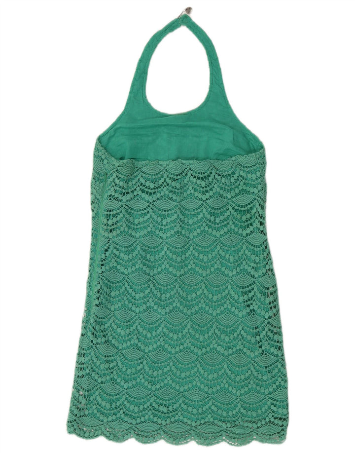 GUESS Abito da donna con scollo all'americana in pizzo UK 4 XS Verde cotone