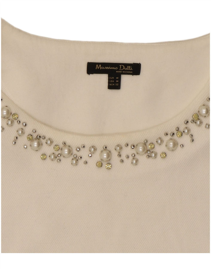 Maglia da donna Massimo Dutti manica 3/4 UK 14 medio bianco